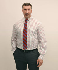 Big & Tall Stretch Cotton Broadcloth Non-Iron Ainsley Collar, Windowpane Dress Shirt | Brooks Brothers discount