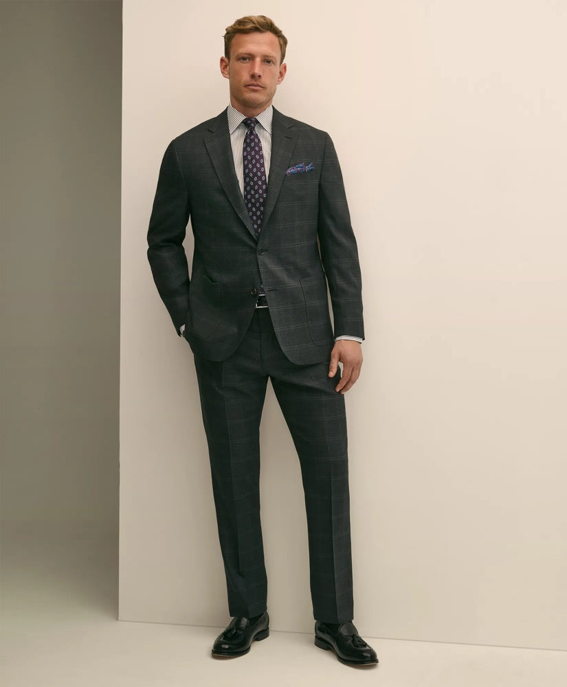 Brooks Brothers Explorer Collection Classic Fit Wool Windowpane Suit Pants | Brooks Brothers online shop