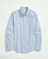 Washed Cotton Seersucker Button-Down Collar, Stripe Sport Shirt | Brooks Brothers online shop