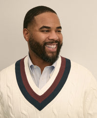 Big & Tall Supima® Cotton Cable Tennis Sweater | Brooks Brothers on sale