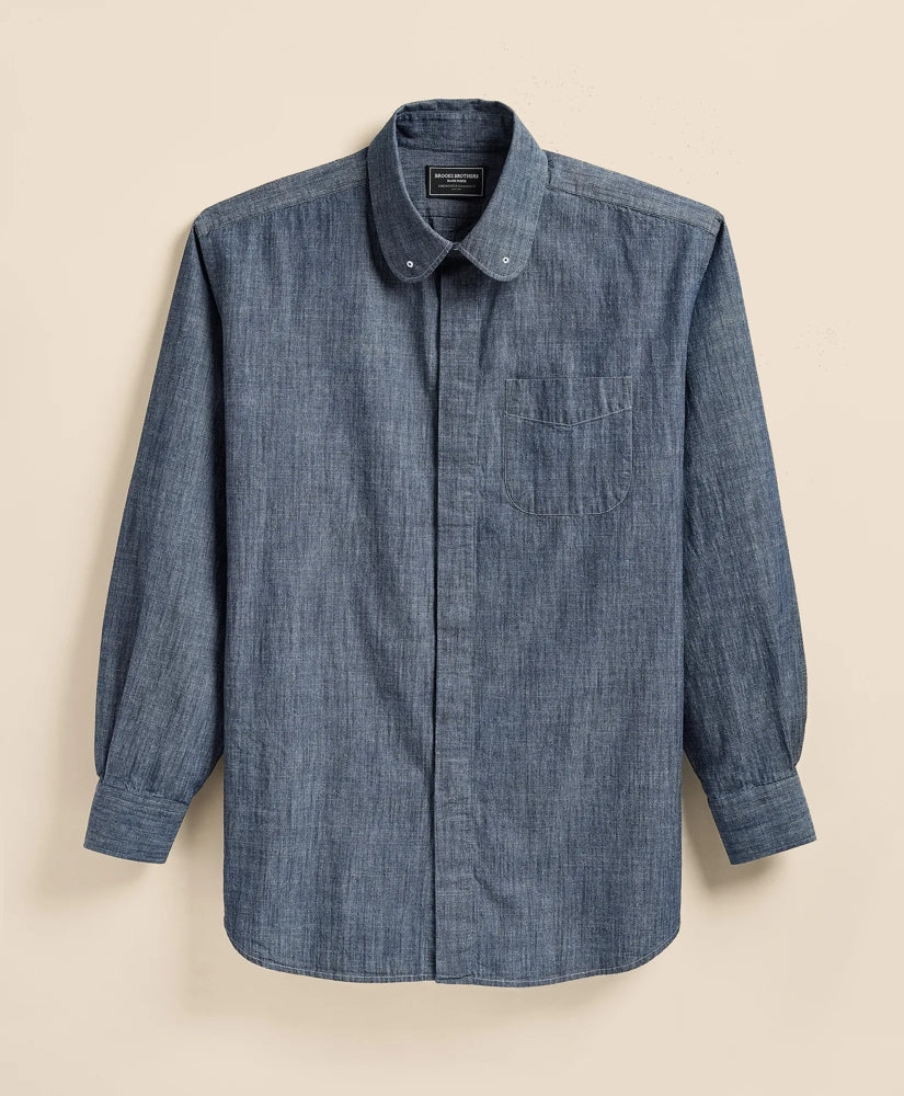 Brooks Brothers X Engineered Garments Cotton Chambray Round Pinhole Collar Oversized Dress Shirt | Brooks Brothers for sale