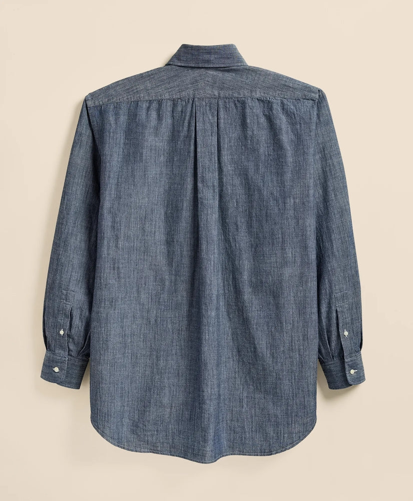 Brooks Brothers X Engineered Garments Cotton Chambray Round Pinhole Collar Oversized Dress Shirt | Brooks Brothers for sale