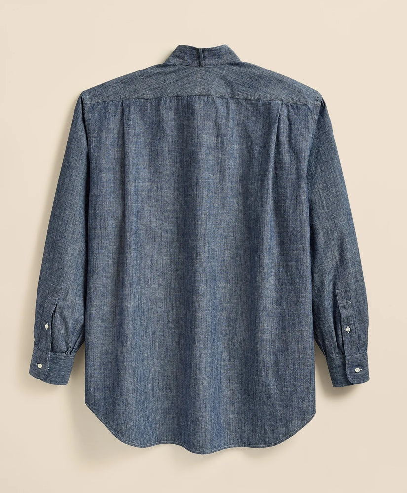 Brooks Brothers X Engineered Garments Cotton Chambray Wing Collar Oversized Dress Shirt | Brooks Brothers outlet