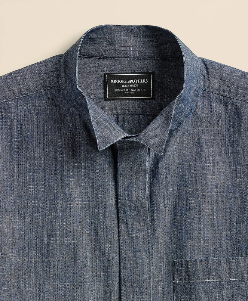 Brooks Brothers X Engineered Garments Cotton Chambray Wing Collar Oversized Dress Shirt | Brooks Brothers outlet