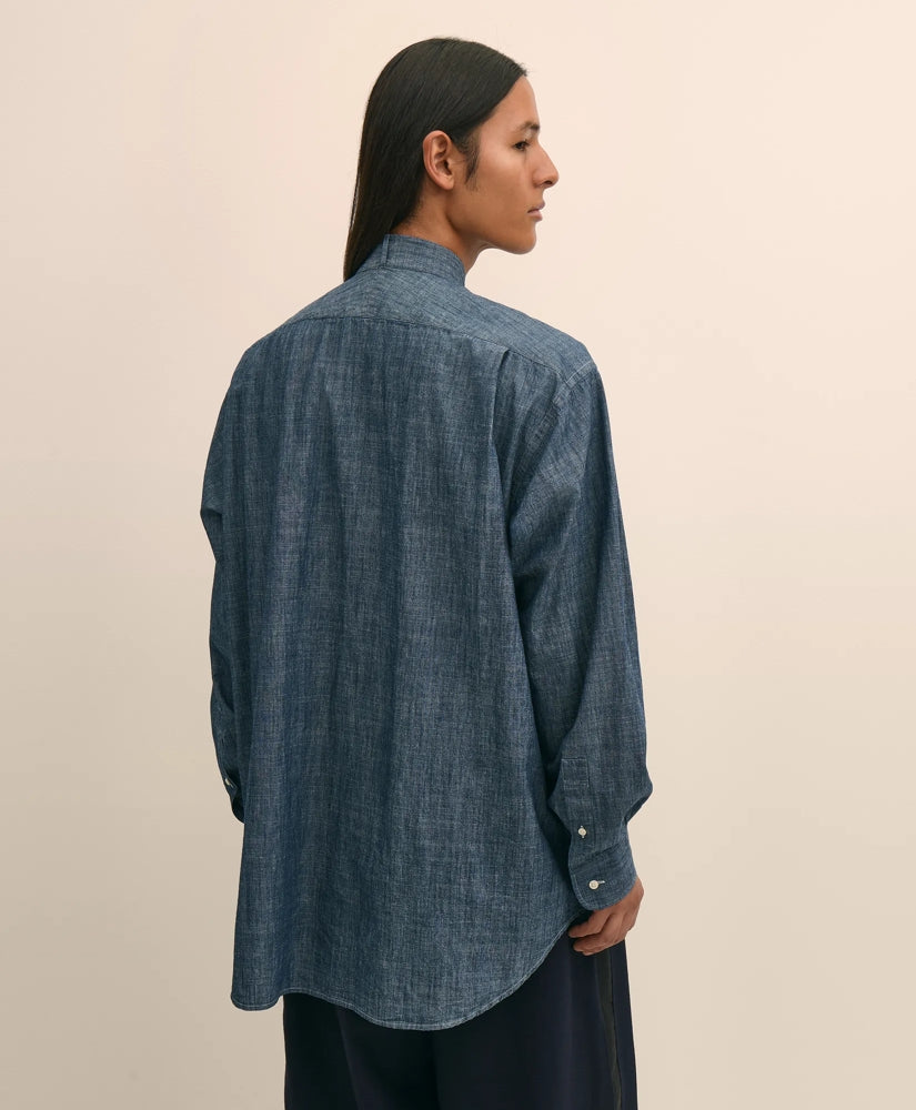 Brooks Brothers X Engineered Garments Cotton Chambray Wing Collar Oversized Dress Shirt | Brooks Brothers outlet