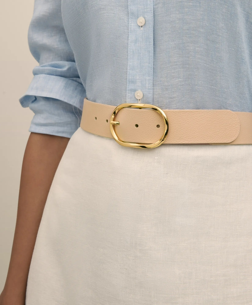 B-Low the Belt Gold-Tone & Leather Twisted Buckle Belt | Brooks Brothers online shop
