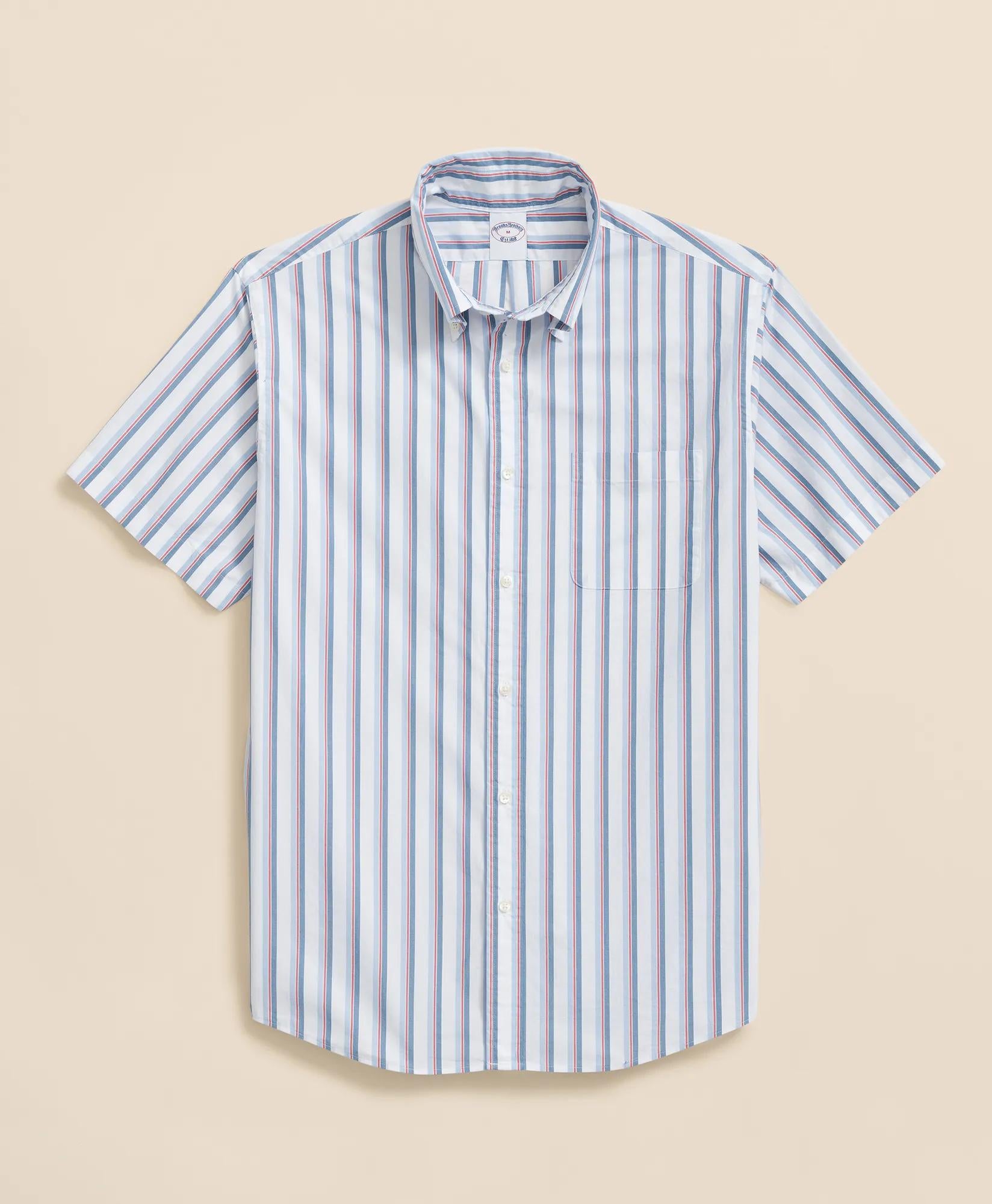Friday Shirt, Poplin Short-Sleeve Ribbon Stripe | Brooks Brothers discount