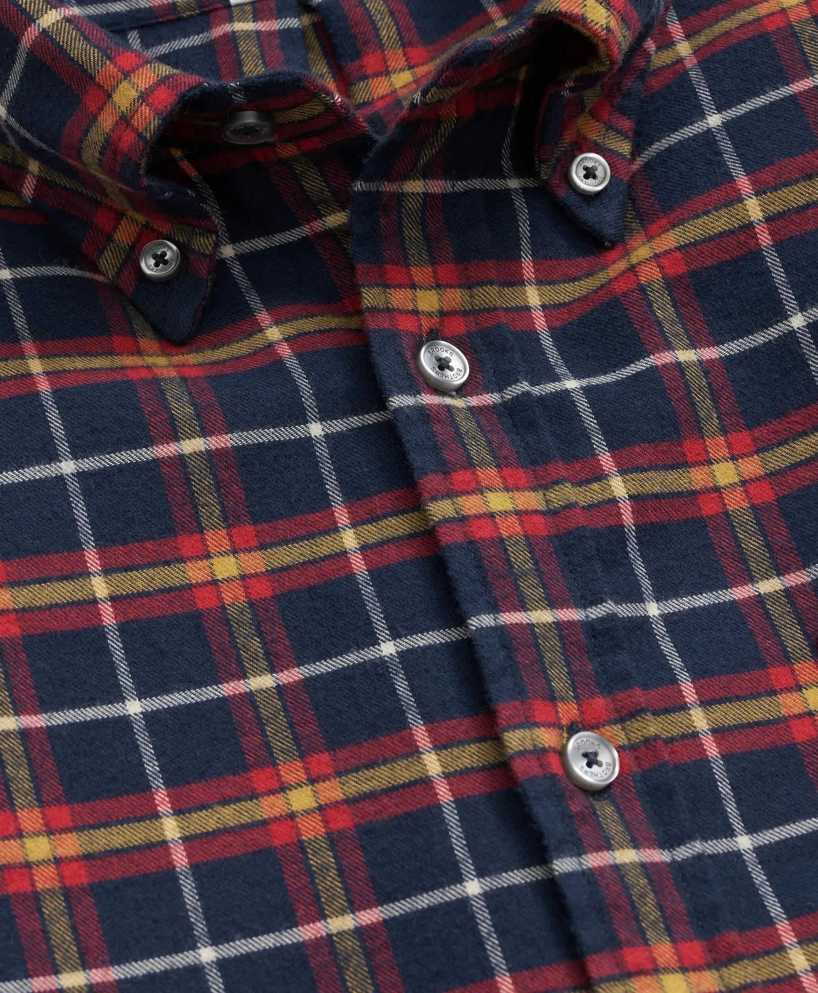 Portuguese Flannel Polo Button Down Collar, WIndowpane Shirt | Brooks Brothers discount