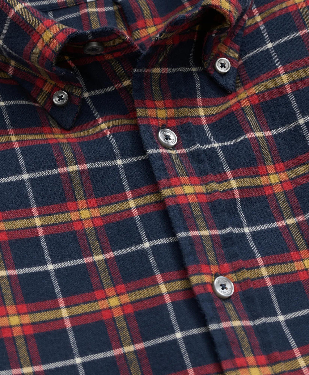 Portuguese Flannel Polo Button Down Collar, WIndowpane Shirt | Brooks Brothers discount