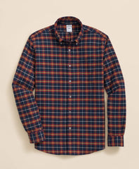 Portuguese Flannel Polo Button Down Collar, WIndowpane Shirt | Brooks Brothers discount