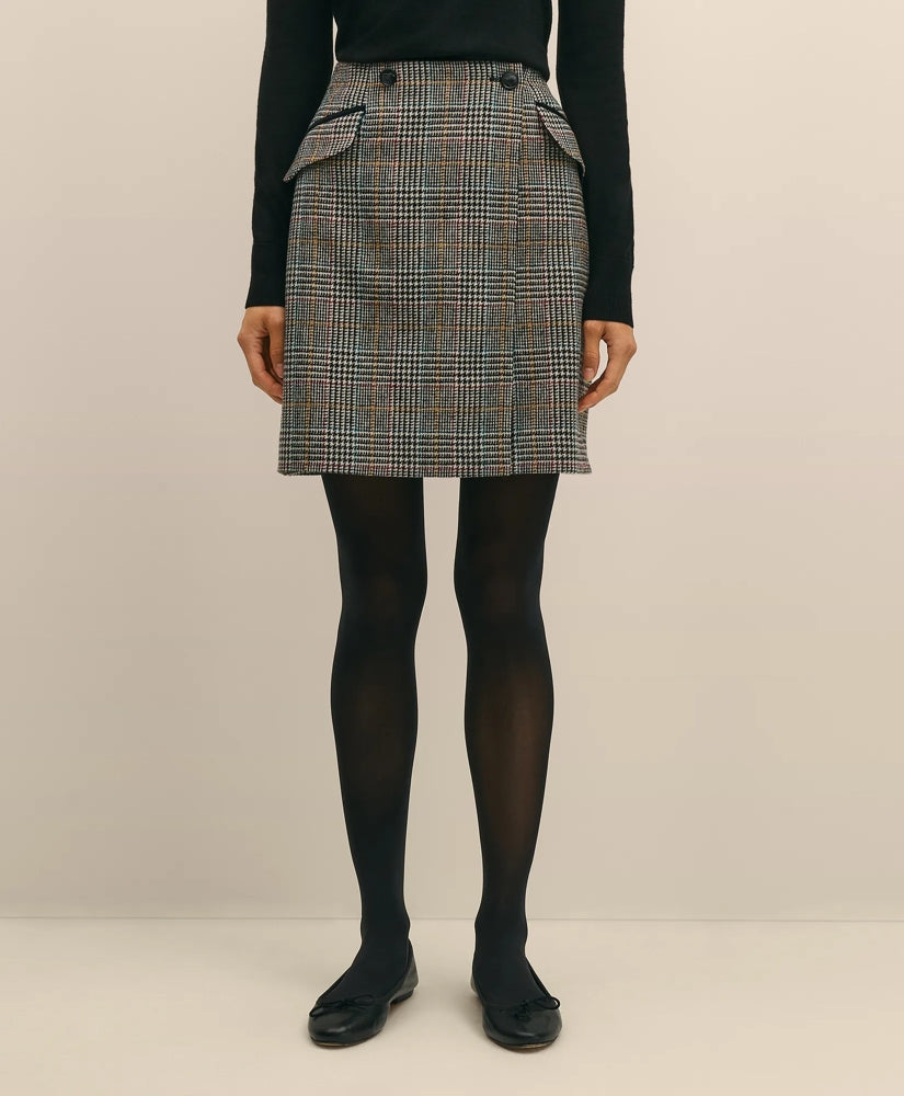 Wool Multi-Check Wrap Mini Skirt | Brooks Brothers online