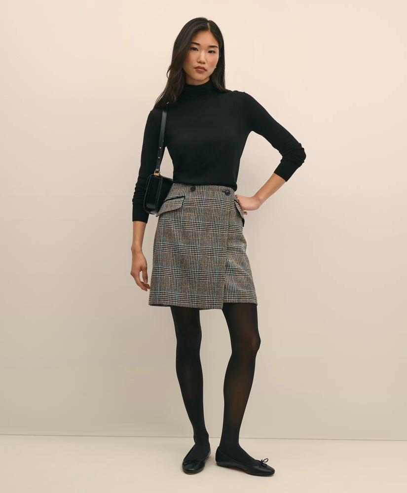 Wool Multi-Check Wrap Mini Skirt | Brooks Brothers online